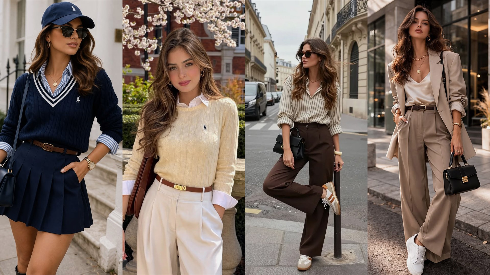 Women in refined preppy and office outfits